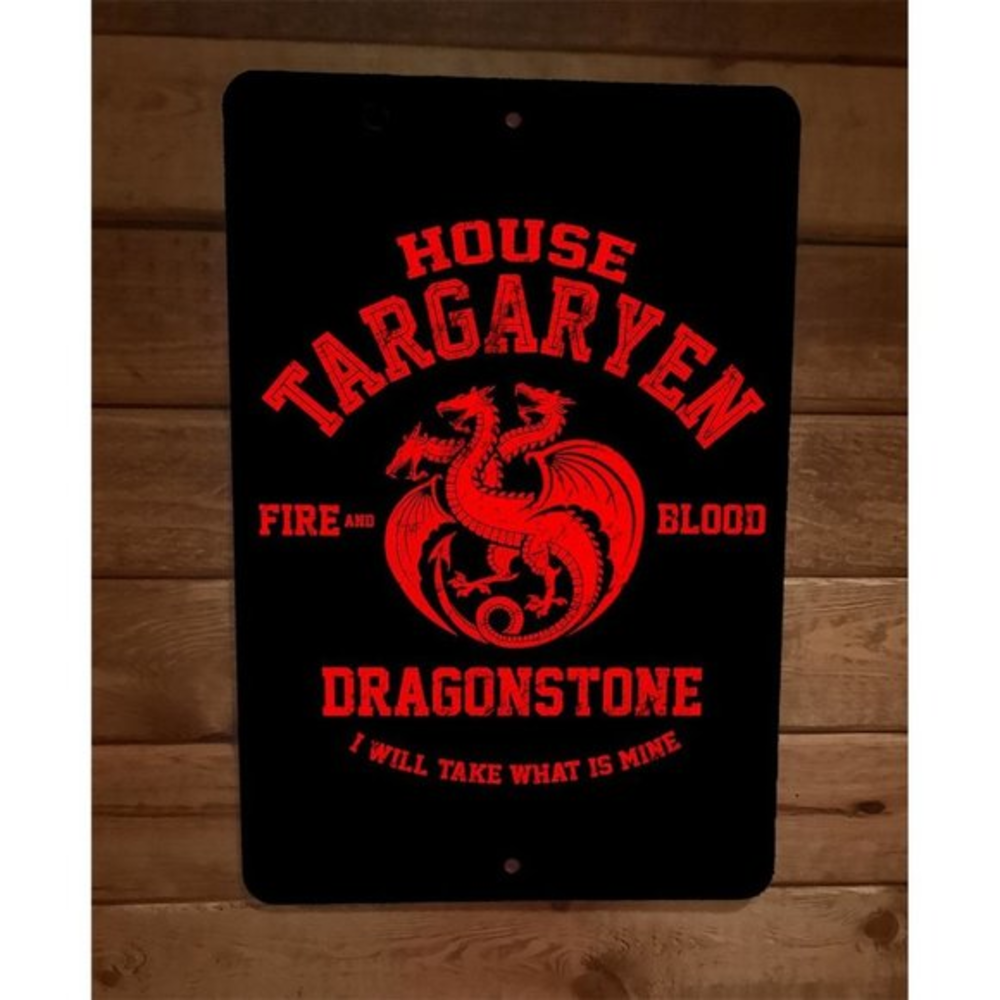 House Targaryen Dragonstone Fire and Blood 8x12 Metal Wall Sign Poster